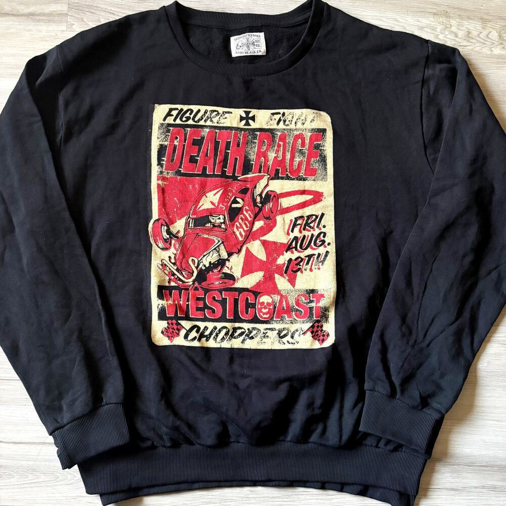Jesse James West Coast Choppers Figure 8 Death Race Long Sleeve Sweater Sz 4XL